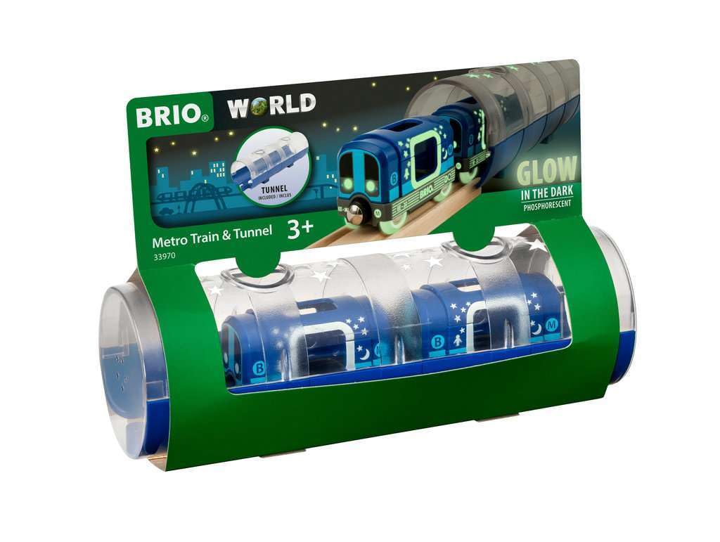 BRIO World Glow in the Dark Metro Train & Tunnel - Wooden Railway Playset for Kids 3+ 9