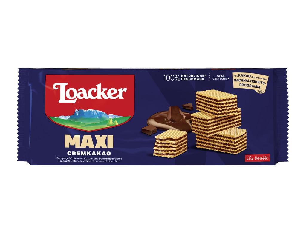 Loacker Maxi Cremkakao Wafer Biscuits - Rich Cocoa Cream Filling, 200g