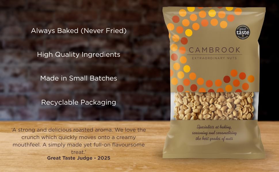 Cambrook Extraordinary Nuts - Baked & Salted Peanuts | 1kg Bag | Vegan Friendly