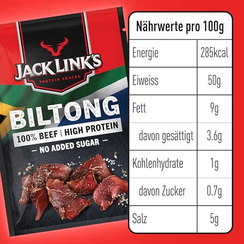 Jack Link's Biltong Jerky Original - Pack of 12 x 20g, Gluten Free High Protein Beef Snack 9