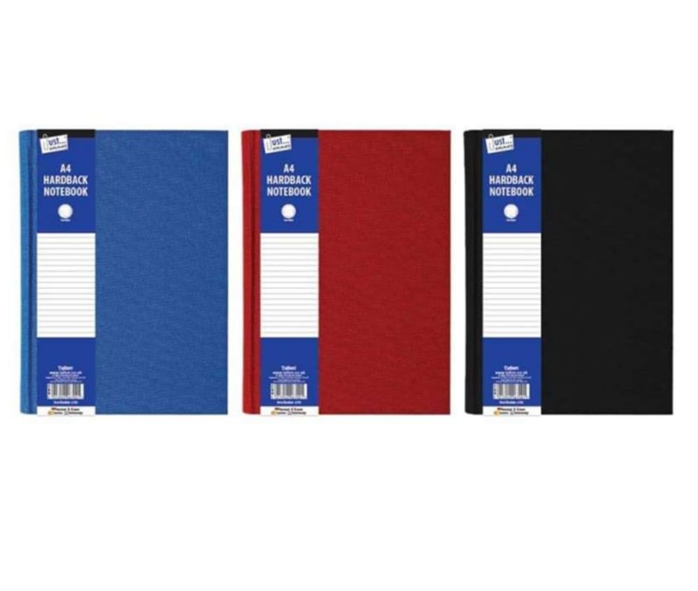 Just stationery A4 Ruled Hardback Memo Book | 50 Sheets | 60gsm Paper | Assorted Colors
