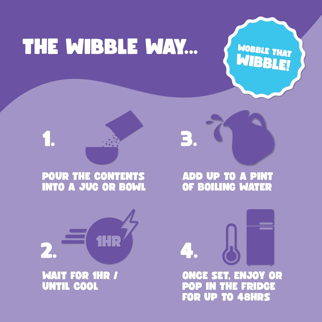 Wibble Forest Fruits Jelly Crystals - Plant-Based, Low Sugar, Quick-Set Vegan Jelly Powder (12 Pack)