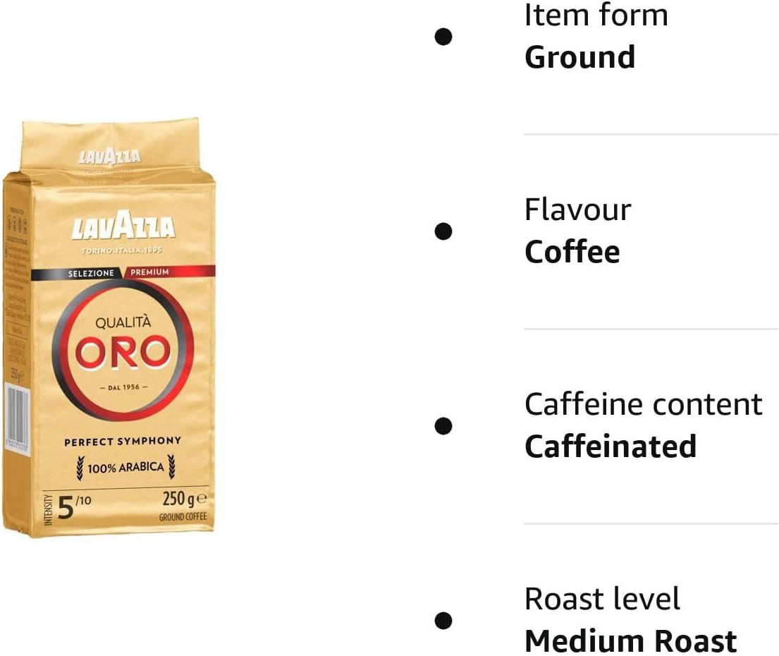 Lavazza Qualità Oro Ground Coffee - 6 x 250g Packs, 100% Arabica Blend for Moka Pot & Filter 3