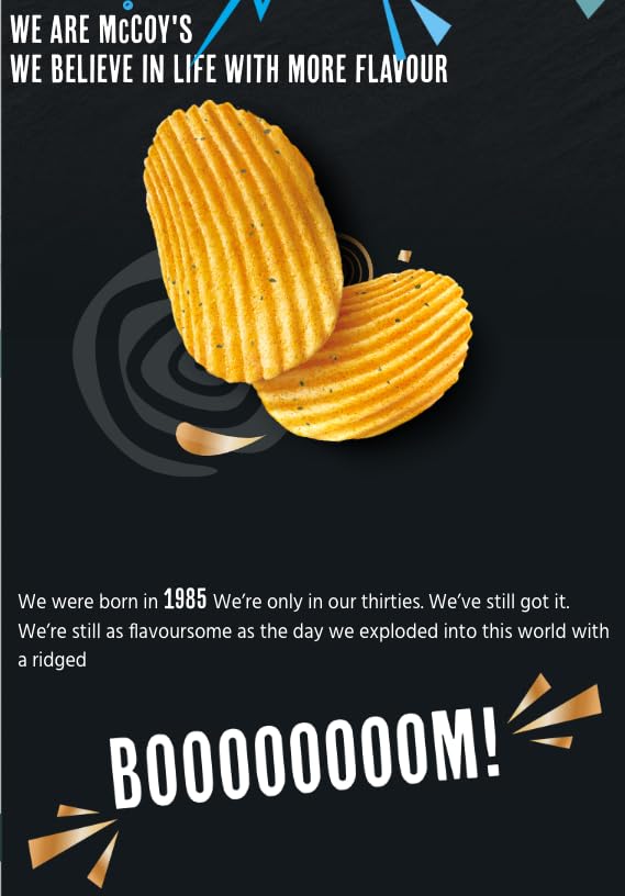 McCoys Flame Grilled Steak Crisps 25g (Pack of 6) - Ridged Crisps with Bold Steak Flavour