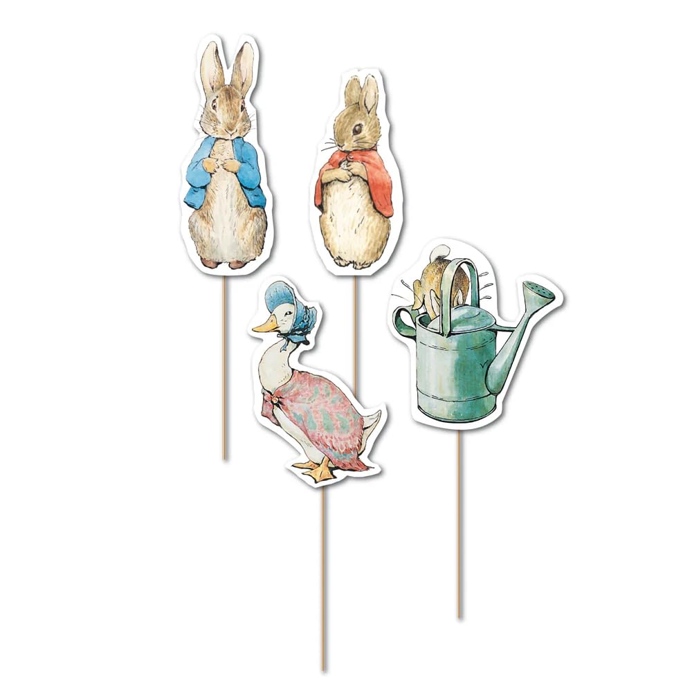 Anniversary House Peter Rabbit Character Party Picks - 12 Double-Sided Paper Toppers | 5.5cm