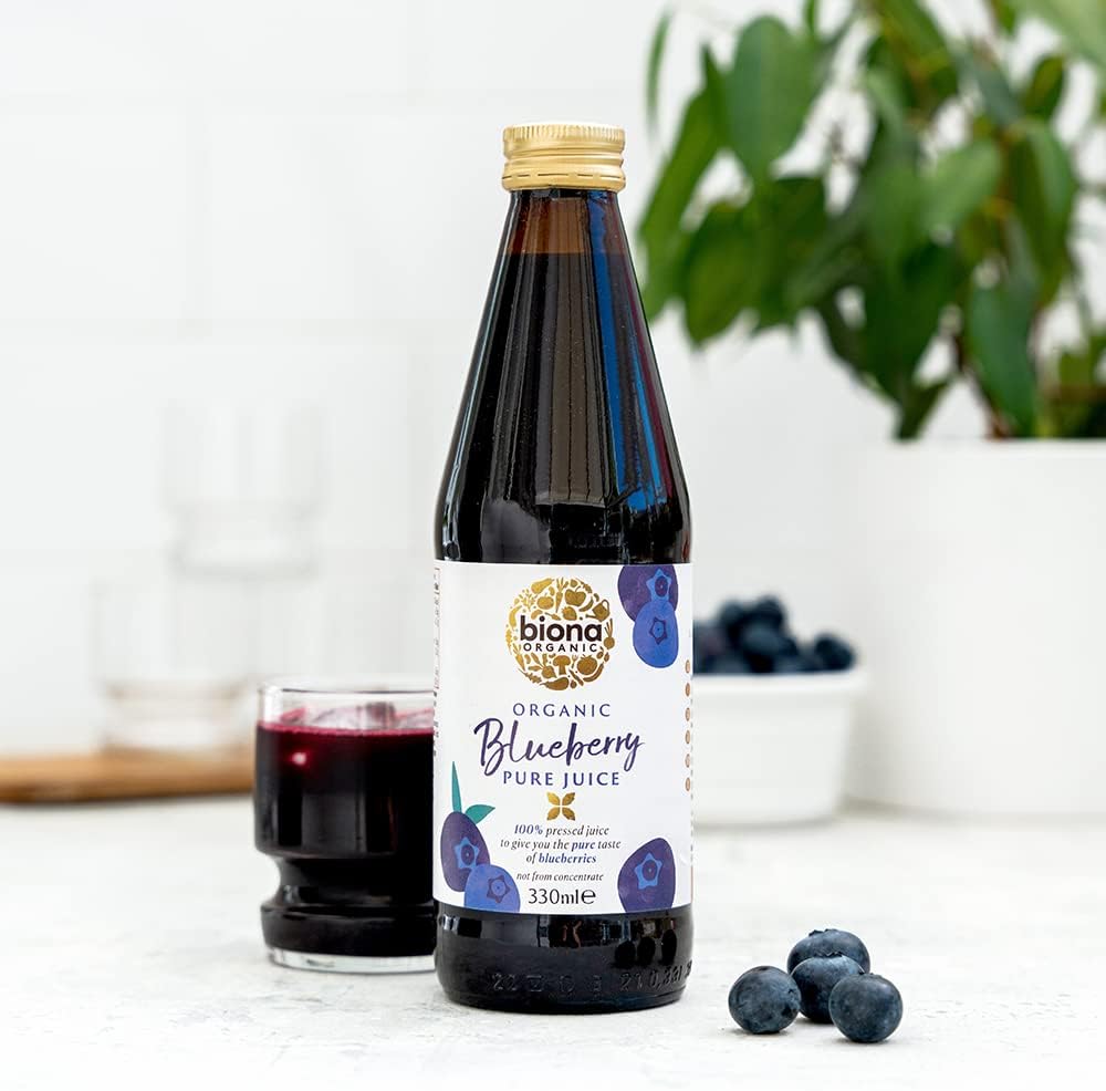 Biona Organic Blueberry Juice, 330ml - 100% Pure Pressed Juice from Organic Farms