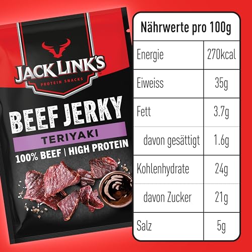 Jack Link's Beef Jerky Teriyaki - Box of 12 x 60g - Dried Meat Snack High in Protein 7