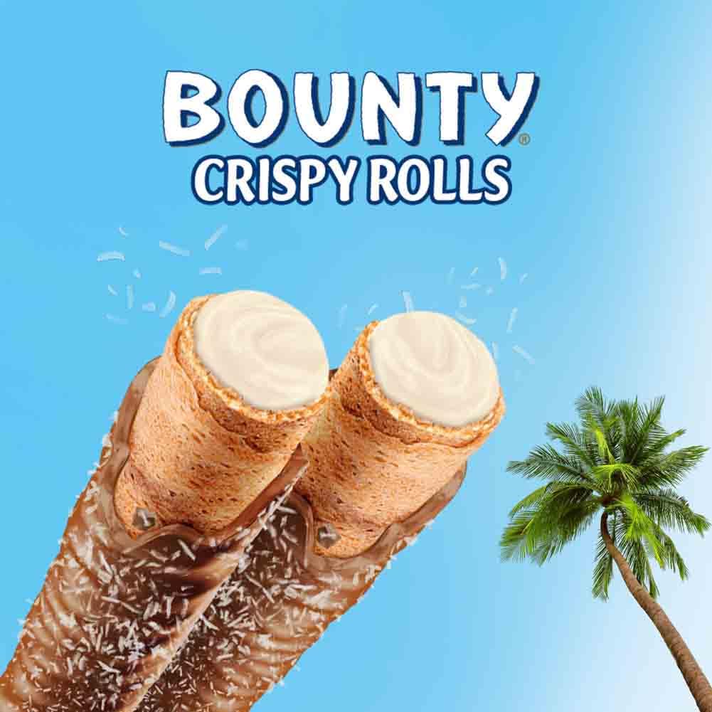 Bounty Crispy Rolls, Milk Chocolate, Coconut, Biscuit Snack Bar, 24-Pack 3