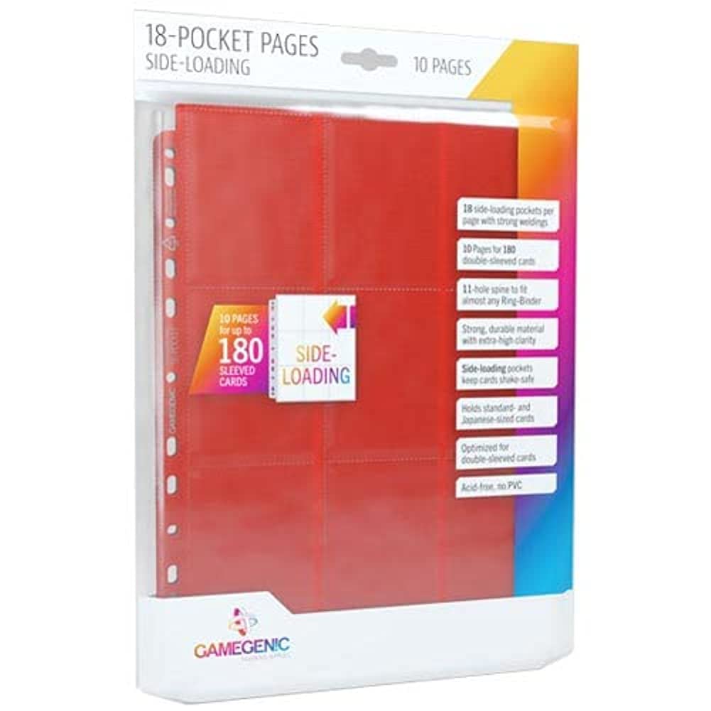 Gamegenic Sideloading 18-Pocket Pages (10-Pack) - Red