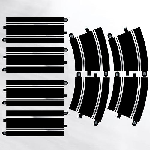 Scalextric C8556 Track Extension Pack 7 - 4x 350mm Straights, 4x Radius 3 Curve 22.5° 6