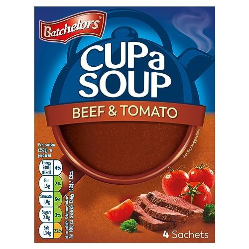 Batchelors Cup a Soup Beef & Tomato Instant Soup Sachets, 88 g Box (Pack of 4)