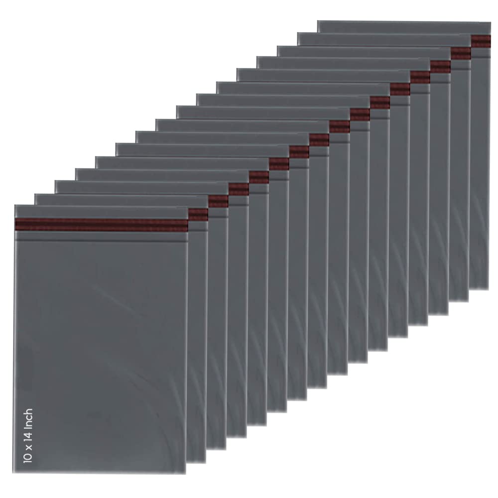 1ABOVE Grey Poly Postal Self Seal Bags - 50 Pack, 10x14 Inch, Water Resistant