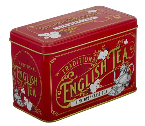 New English Teas Vintage Victorian Tea Tin in Berry-Red with 40 English Breakfast Teabags 10