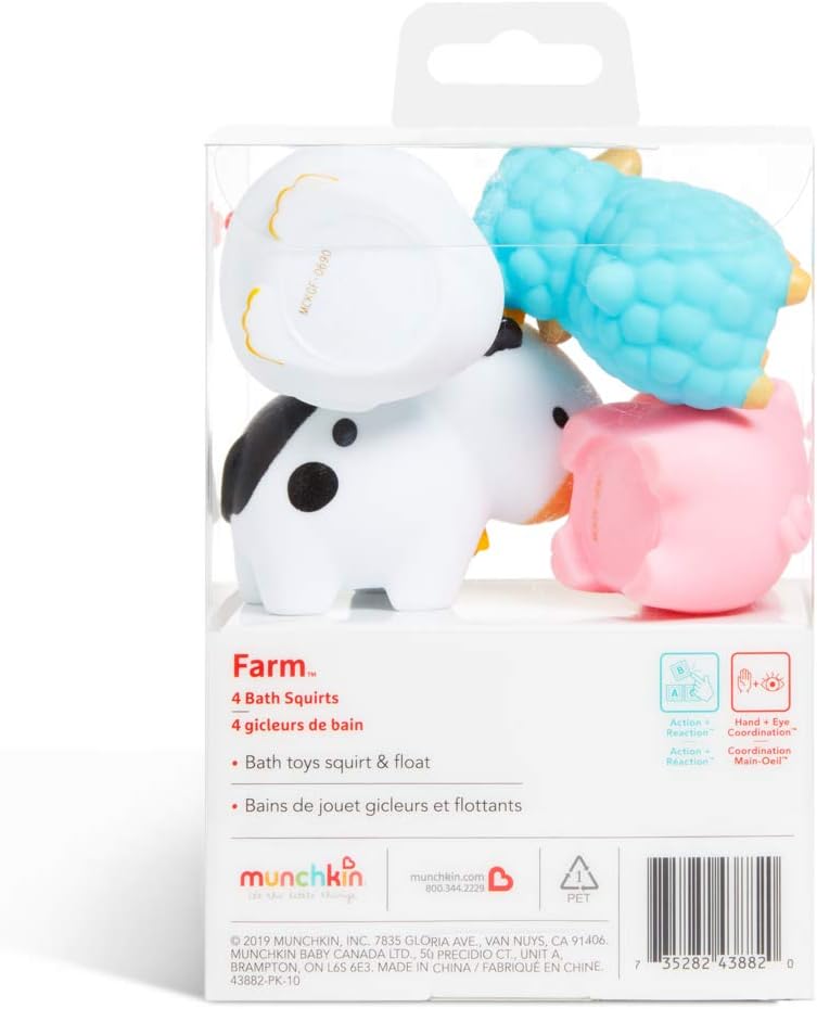 Munchkin Floating Farm Animal Bath Squirt Toys - 4 Pack for Babies & Toddlers 5