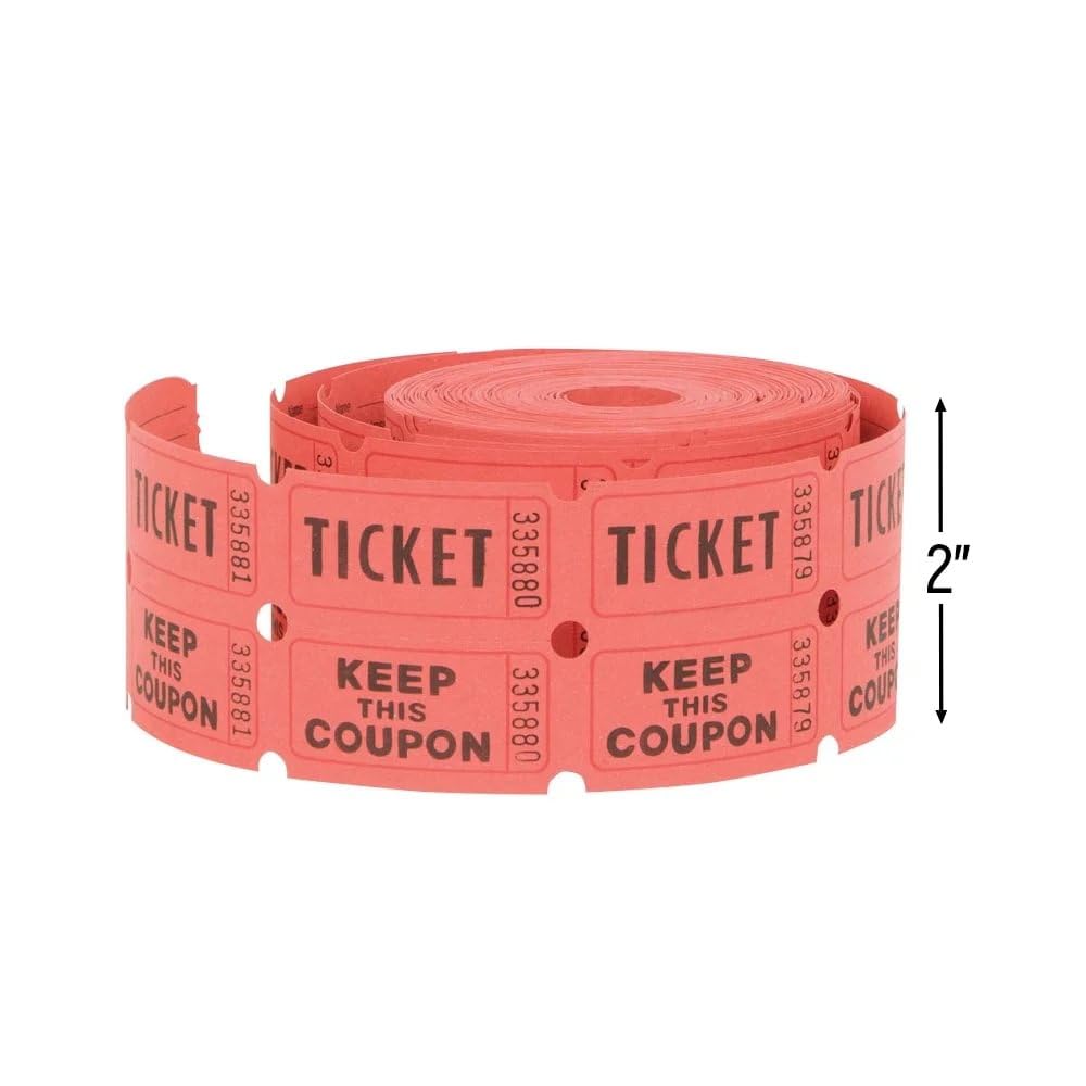 Unique Double Roll of Raffle Tickets - 500 Numbered Tickets in Red, Green, or Blue
