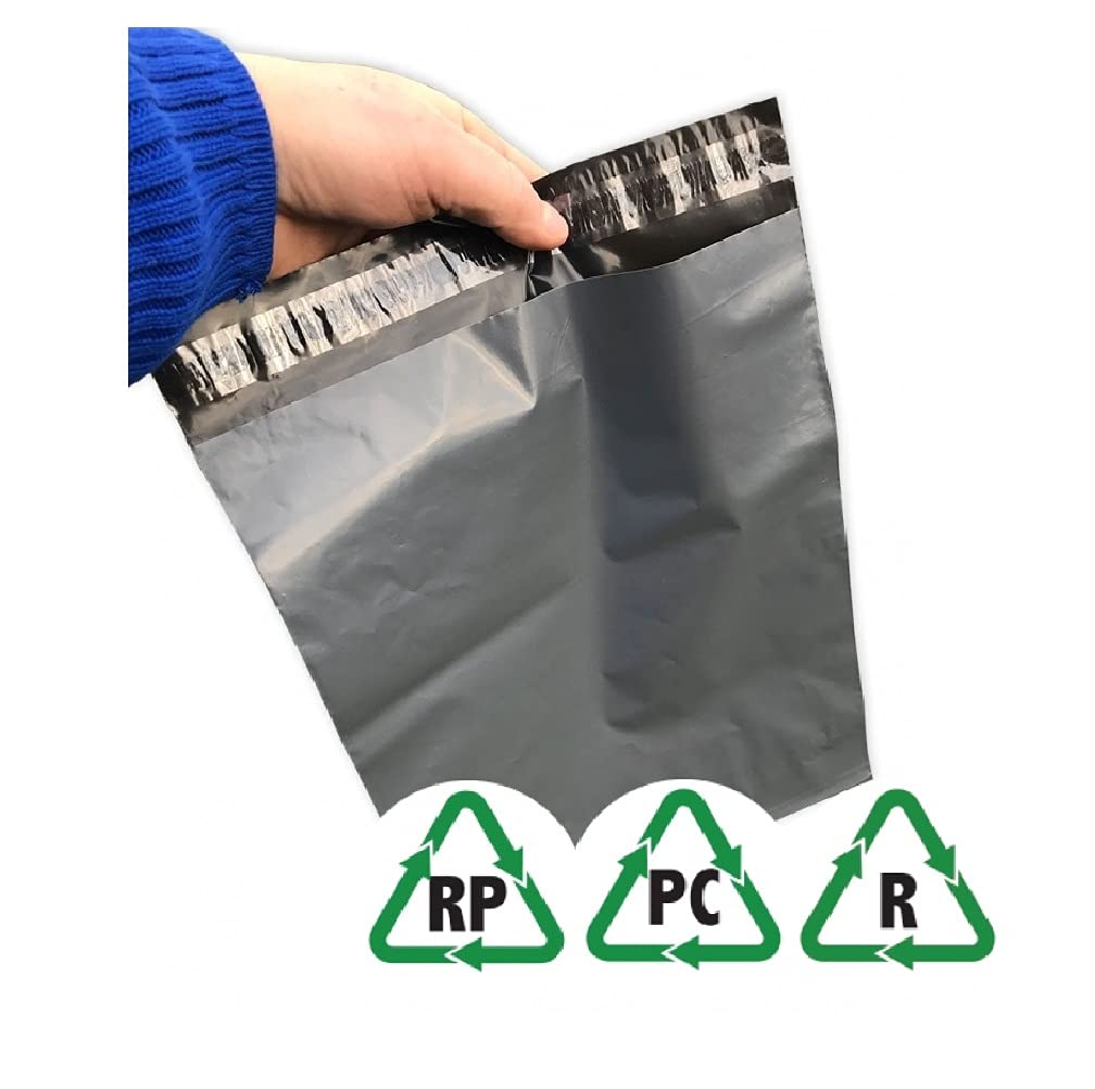 G4GADGET Grey Polythene Mailing Postal Bags - 50 Count, 14' X 21', 50 Micron Thickness 8
