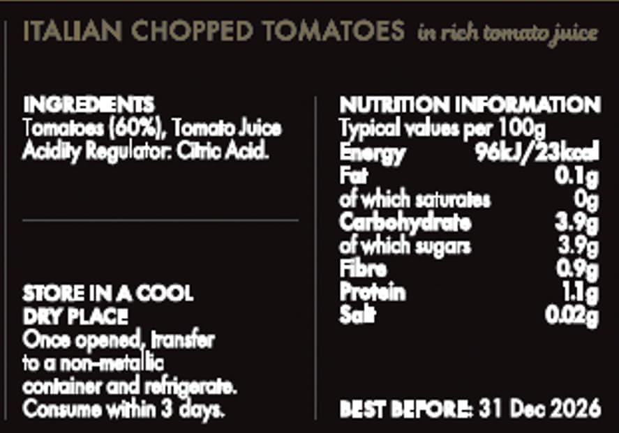 Epicure - Italian Chopped Tomatoes in Rich Tomato Juice 400g Multipack (4 Tins) 5