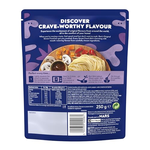 Ben's Original - Street Food Chinese Chow Mein Style Noodles Ready Meal (6x 250g) 7