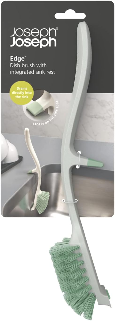 Joseph Joseph Edge Dish Washing Scrubbing Brush – Stone/Sage Green