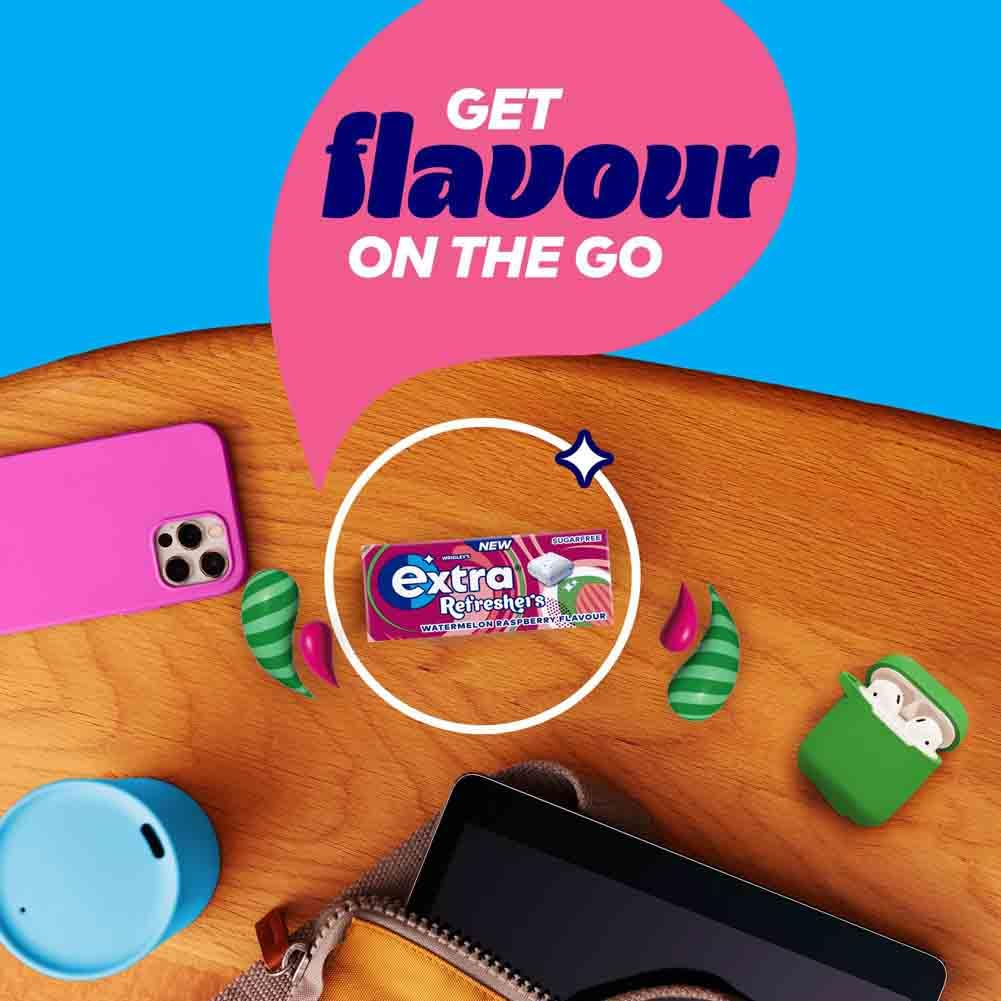 Extra - Refreshers Watermelon Raspberry Flavour Sugarfree Chewing Gum (16 Packs, 7 Pieces Each) 6