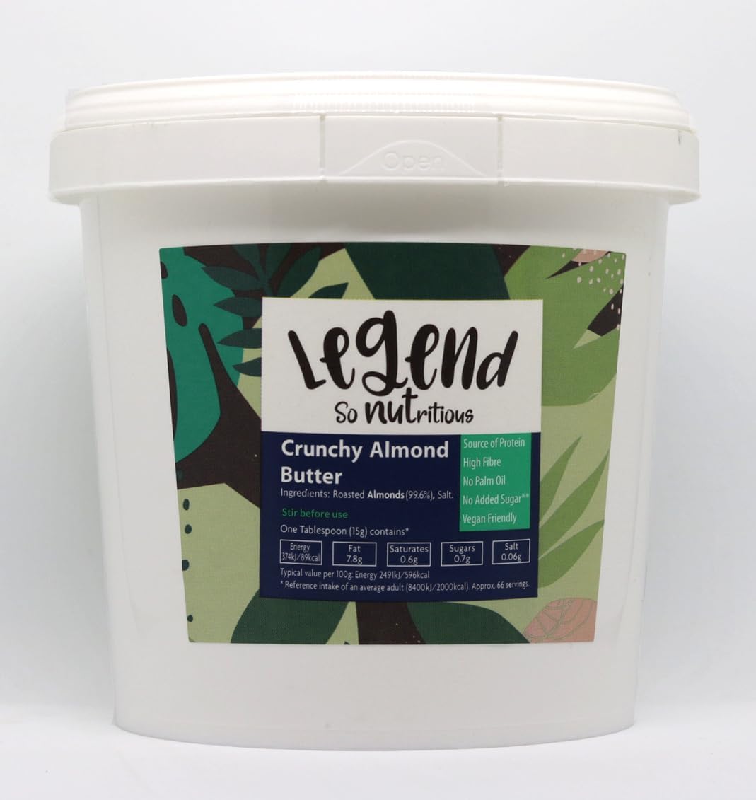 Legend Crunchy Almond Butter (1kg), 100%, Natural, Vegan, No Added Sugar, High in Protein & Fibre