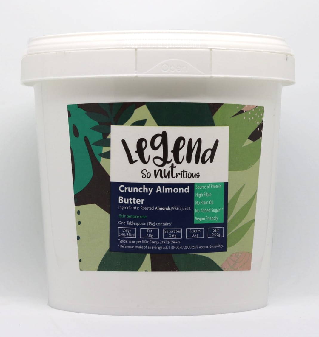 Legend Crunchy Almond Butter - 1kg Jar | 100% Natural | High Fibre & Protein 1