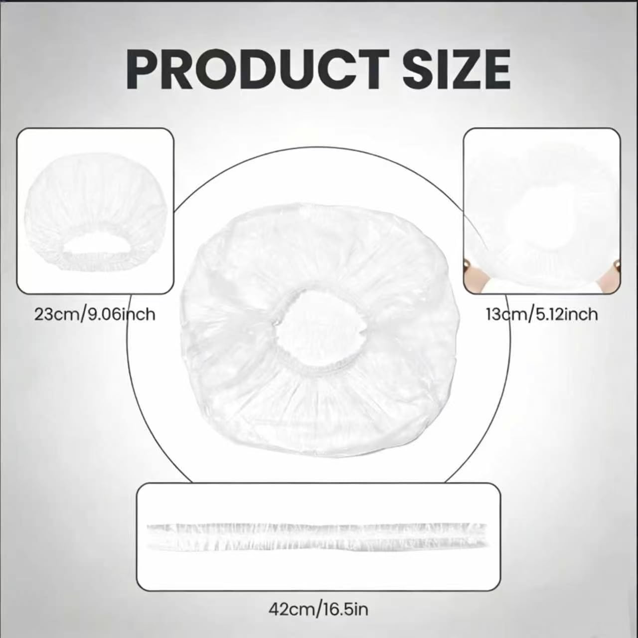 Muexoee 100 Pcs Disposable Shower Caps - 42cm Large Waterproof | Elastic Fit 2