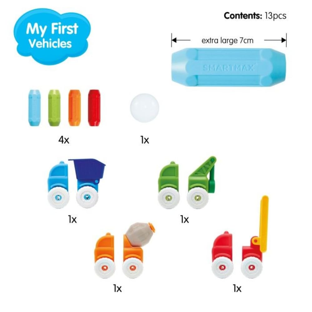 SMARTMAX My First Vehicles Magnetic Building Set - 13 Pieces | Ages 1-5 Years 6