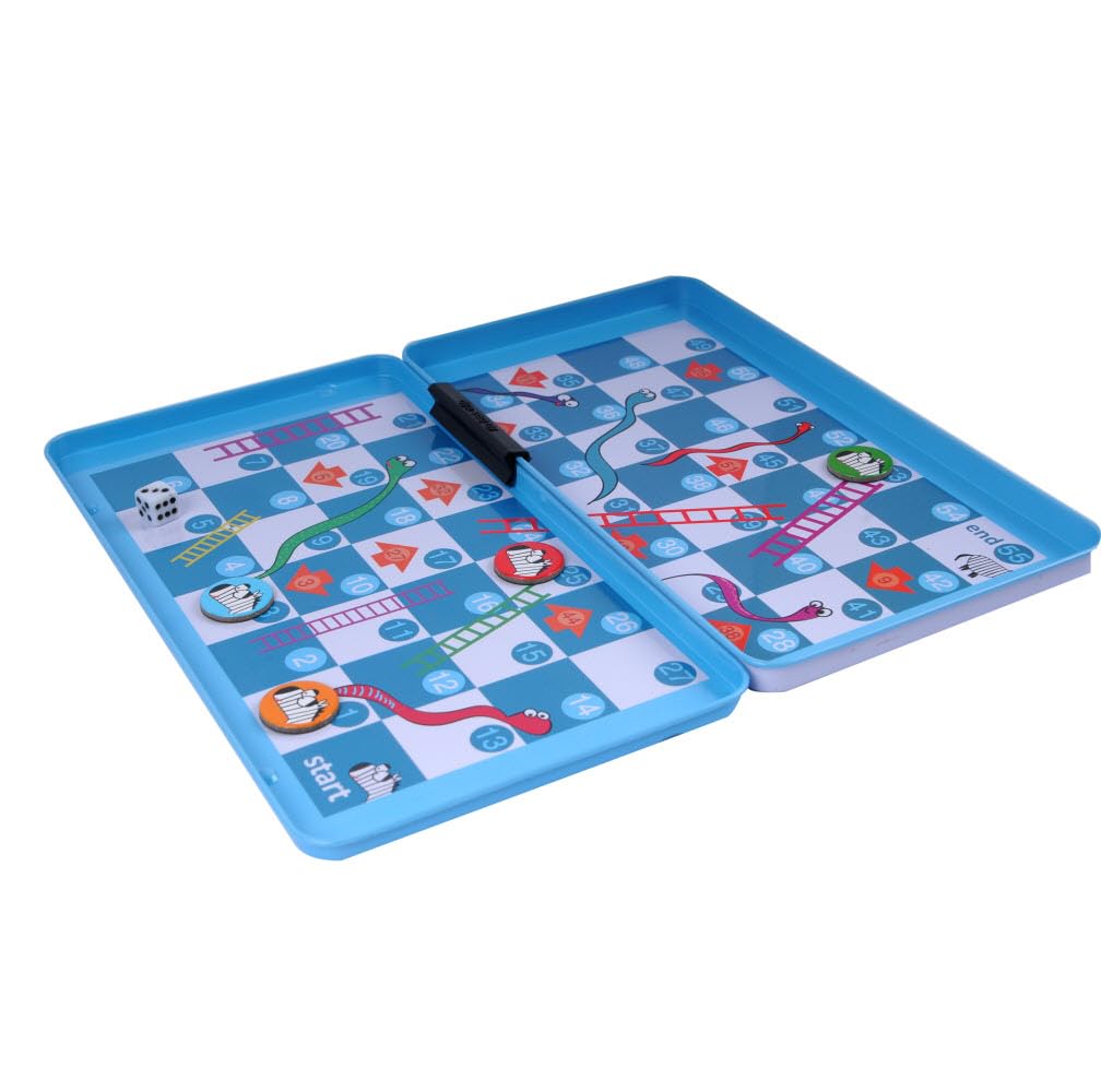 The Purple Cow Magnetic Snakes and Ladders Travel Game - Portable, Magnetic Pieces, Tin Storage