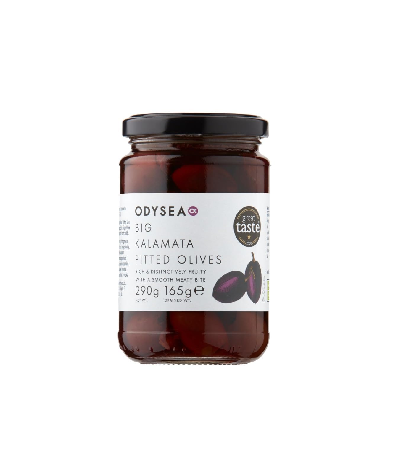 Odysea Big Kalamata Pitted Olives, Glass Jar, 290g