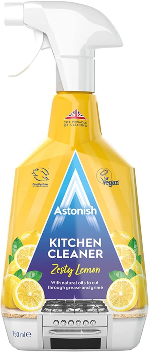 Astonish Kitchen Cleaner - Vegan & Cruelty Free | Kills Bacteria | Zesty Lemon Scent | 750 ml