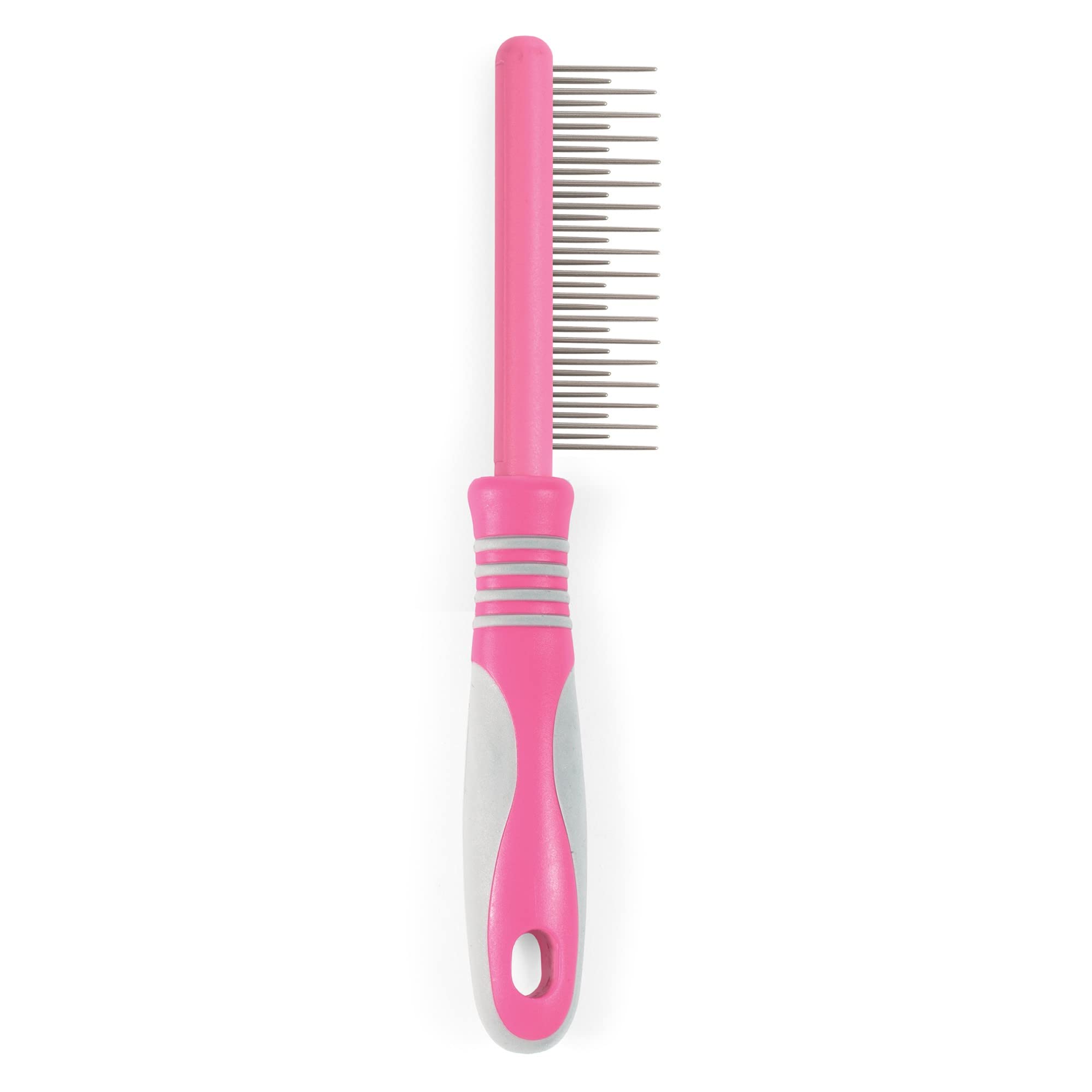 Ancol Ergo Moulting Comb - Removes Tangles & Loose Hair | Pink Plastic
