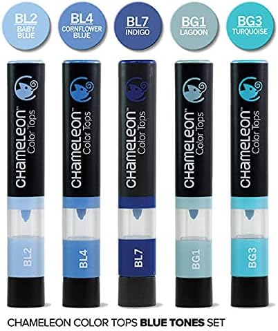 Chameleon - Blue Tones Color Blending Set Color Tops (BL2, BL4, BL7, BG1, BG3) 4