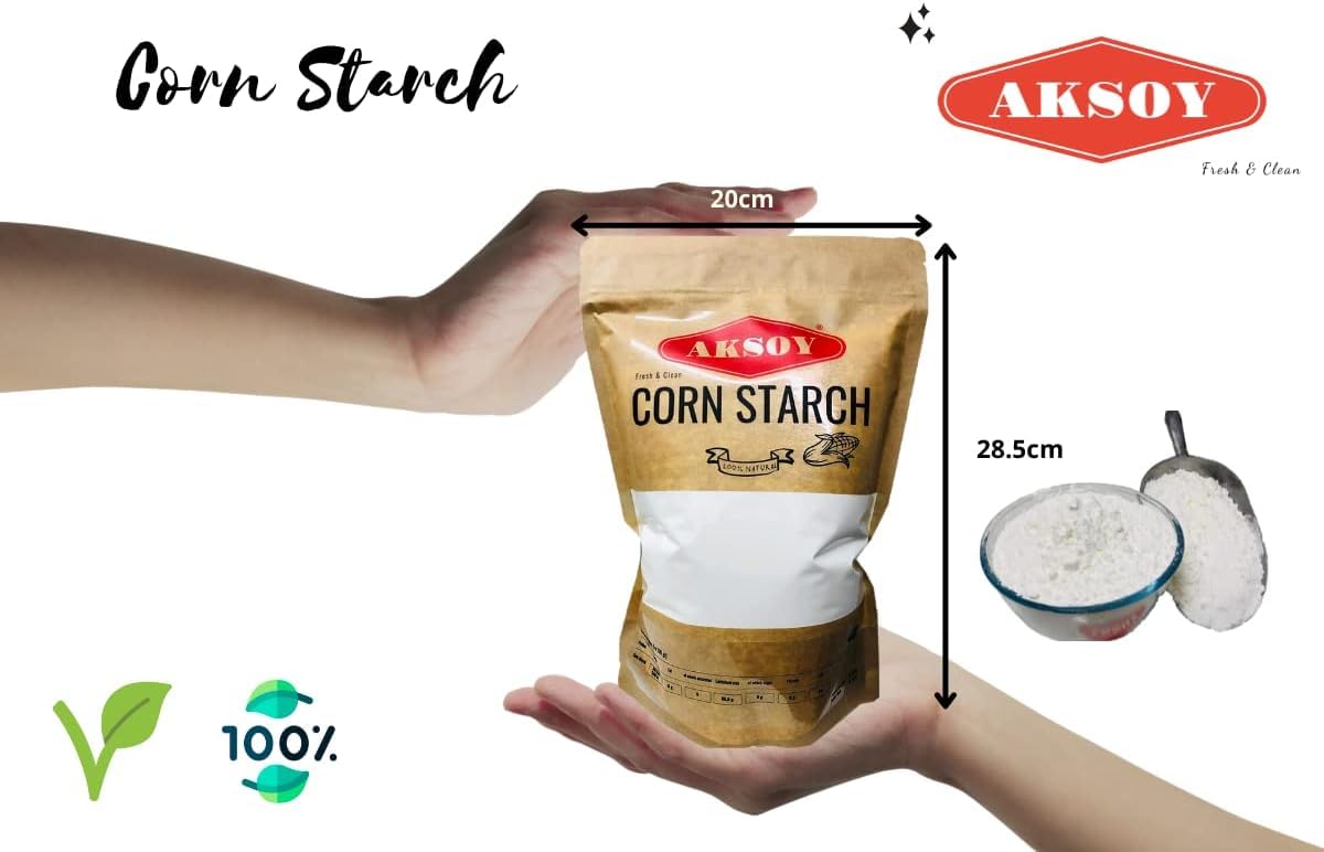 AKSOY 100% Pure Corn Starch | 1.25 KG Resealable Pouch | Non-GMO, Vegan Thickener for Gravy, Sauces, Baking & Puddings 3