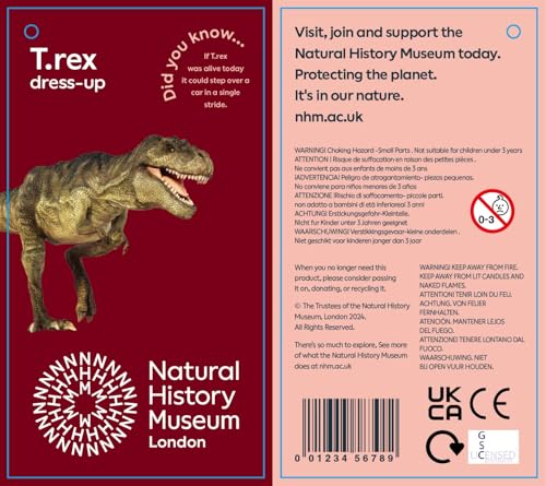 T-Rex Onesie - Official Natural History Museum Kids Dinosaur Costume, 3-5 Years 12