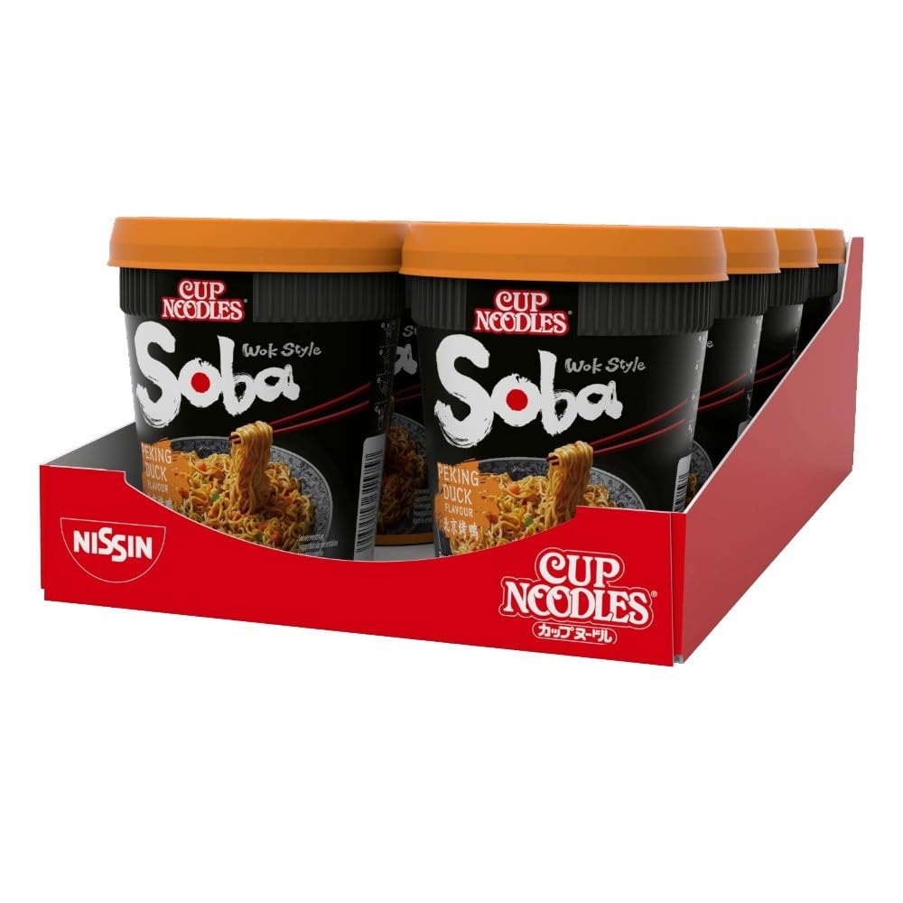 NISSIN Cup Noodles Soba Wok Style Peking Duck Flavoured Instant Noodles, 8 Pack (87g Each)