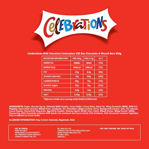 Celebrations Bulk Chocolate Box, 950g - Assorted Mini Chocolate Bars & Biscuits Gift Box 10