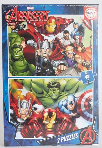 Educa Borras Avengers Puzzles - 2 x 48 Piece Jigsaw Puzzles for Kids Ages 6-8