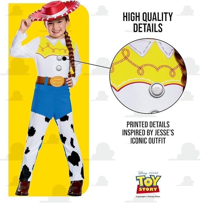 Disguise Jessie Classic Dress Up Costume for Girls | Includes Jumpsuit & Hat | Ages 3-8
