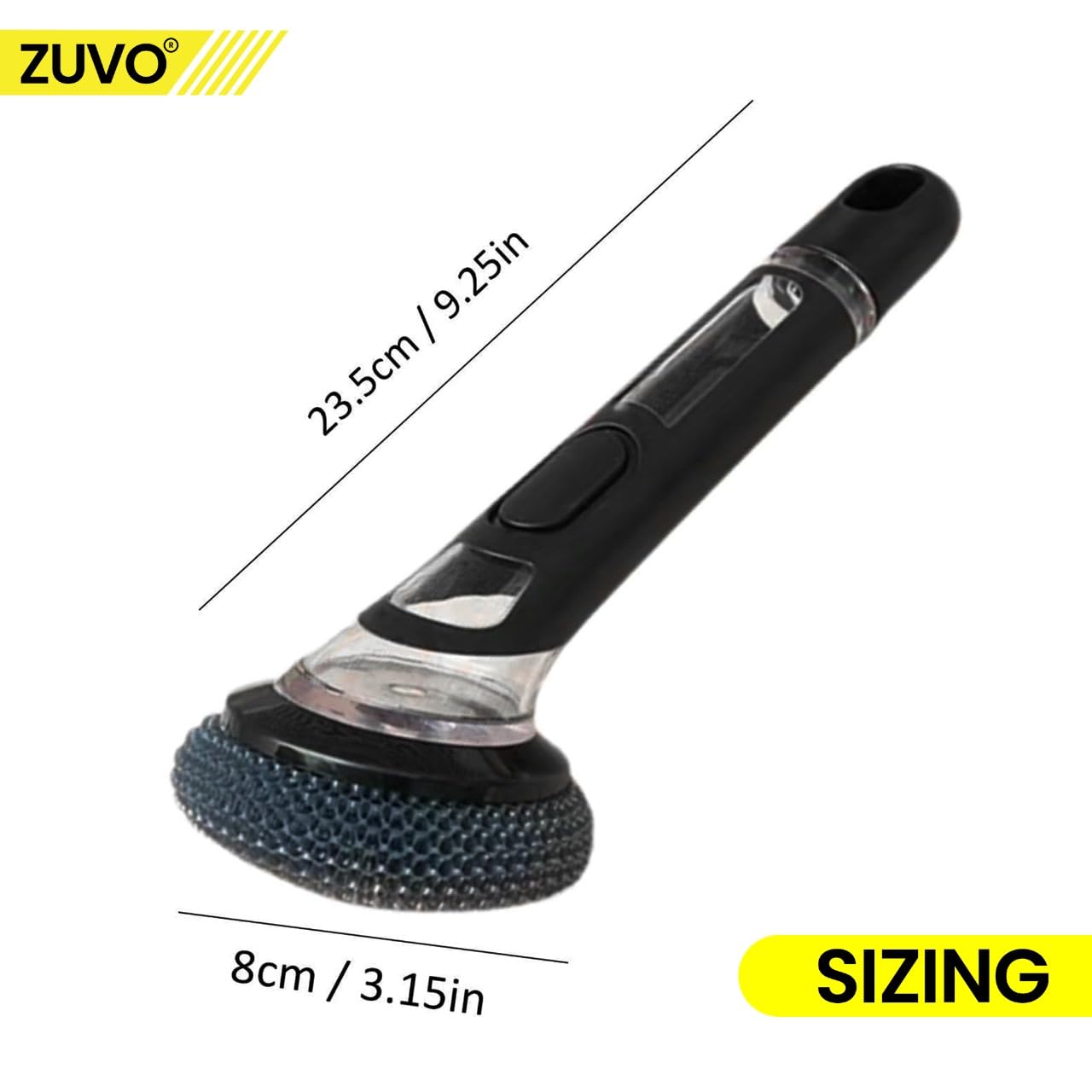 Zuvo Soap Dispensing Scrubbing Brush - Ergonomic Handle, Durable Bristles | Plastic 4