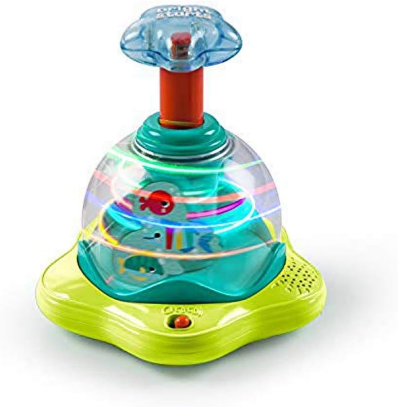 Bright Starts Press & Glow Spinner - Light-Up Musical Activity Toy for 6+ Months