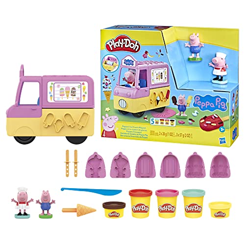 Play-Doh Peppa's Ice Cream Playset - Pretend Play Vehicle with Figures & 5 Colors for Toddlers 12