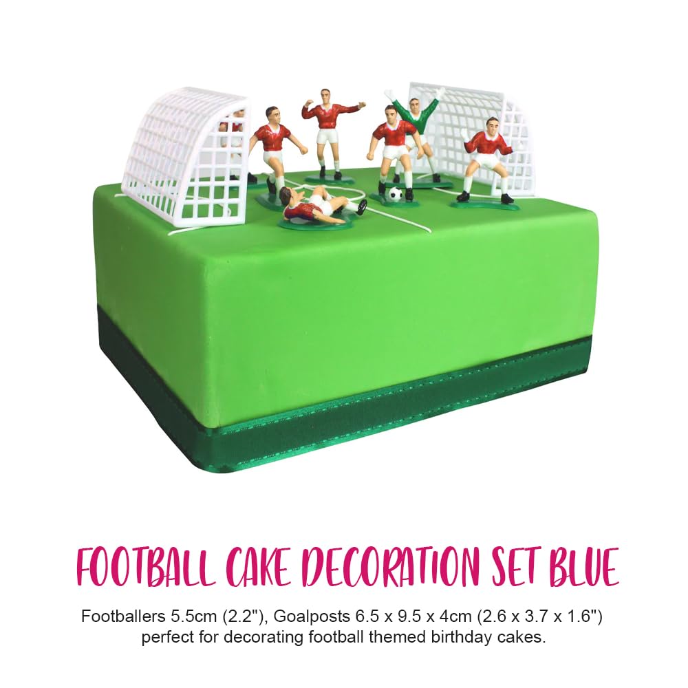 Anniversary House Football Cake Decoration Set - 9-Piece Reusable Red Cake Topper with 7 Players & 2 Goals