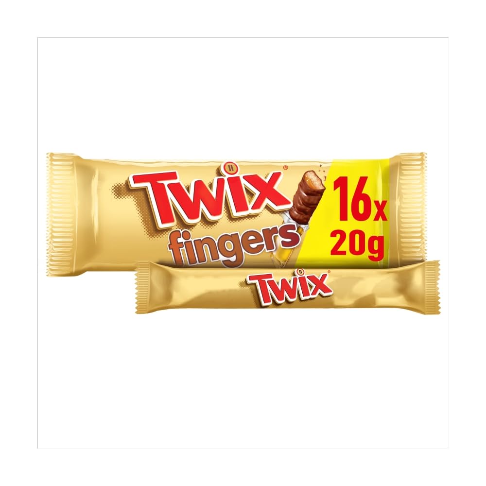 Twix Caramel Chocolate Fingers Biscuit Snack Bars Multipack 16x20g