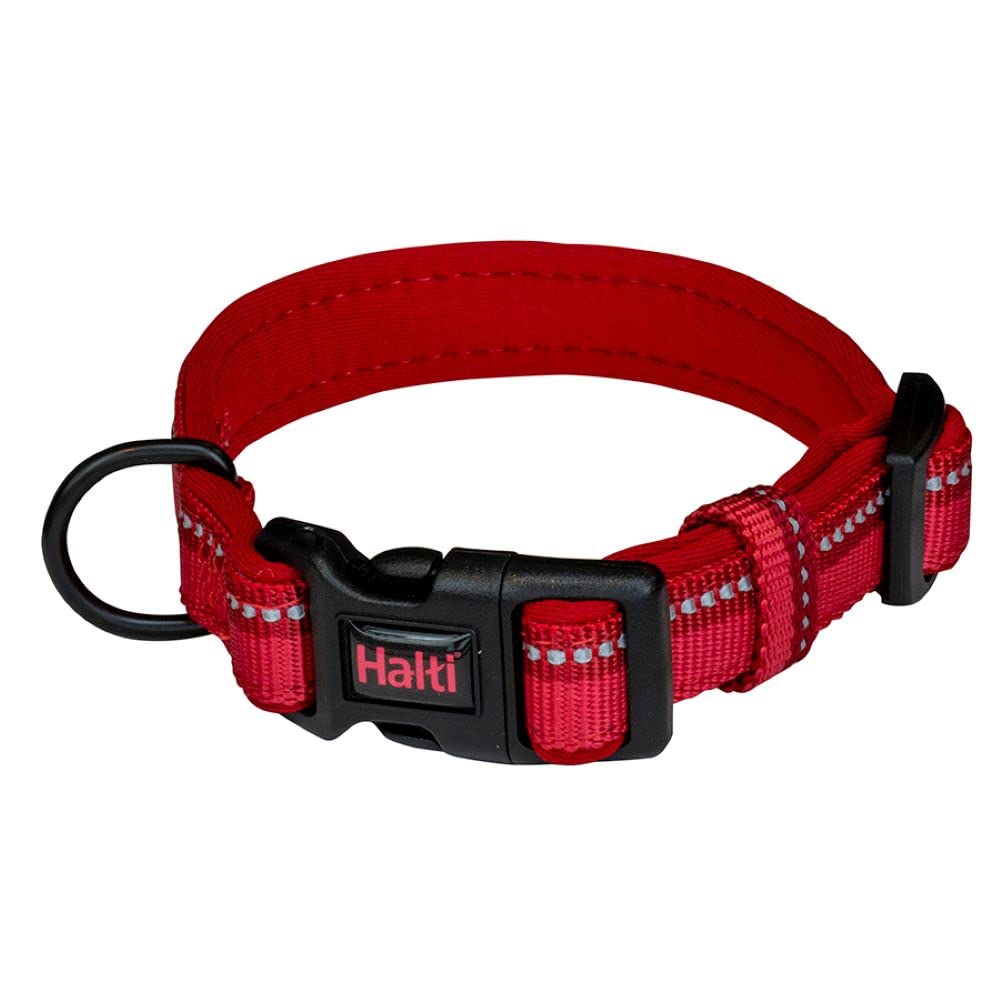 Halti Collar - Small Size, Red | Reflective Nylon & Neoprene Padded | Durable Metal D-Ring