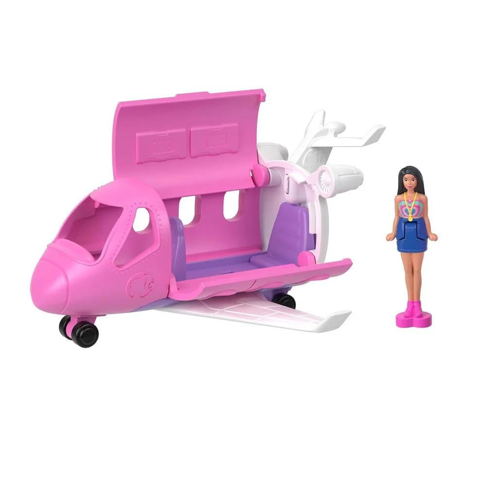 Mini BarbieLand Dreamplane Playset - 1.5-inch Color-Change Doll & Vehicle for Ages 4+ 8