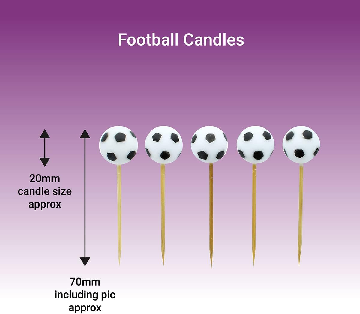 Baked with Love - Football Cake Candles Cupcake Decorations Pack of 5 3