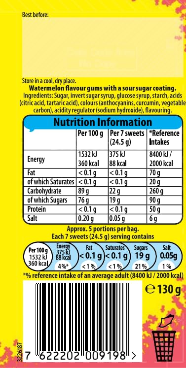 Sour Patch Kids Watermelon Flavoured Sour Sweets - 90g
