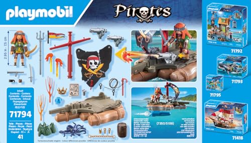Playmobil Pirate Raft Treasure Recovery Playset - Interactive Ballista Action for Kids 4+ 5
