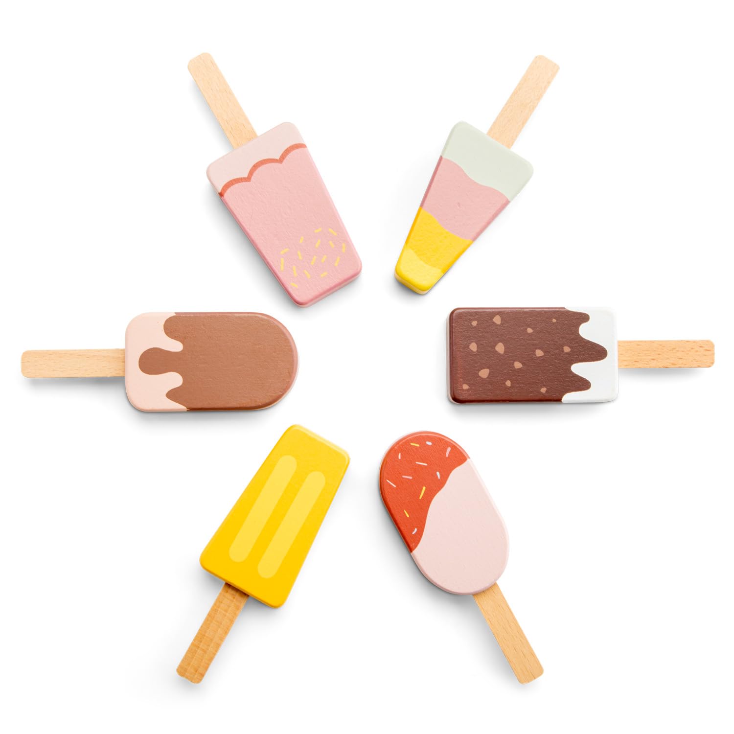 Woet Wooden Ice Cream Play Food Set - FSC-Certified Pretend Role Play Toy for Ages 3+